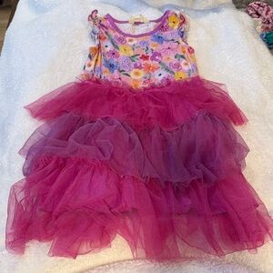 Matilda Jane Colorful Floral Dress with Magenta Tulle